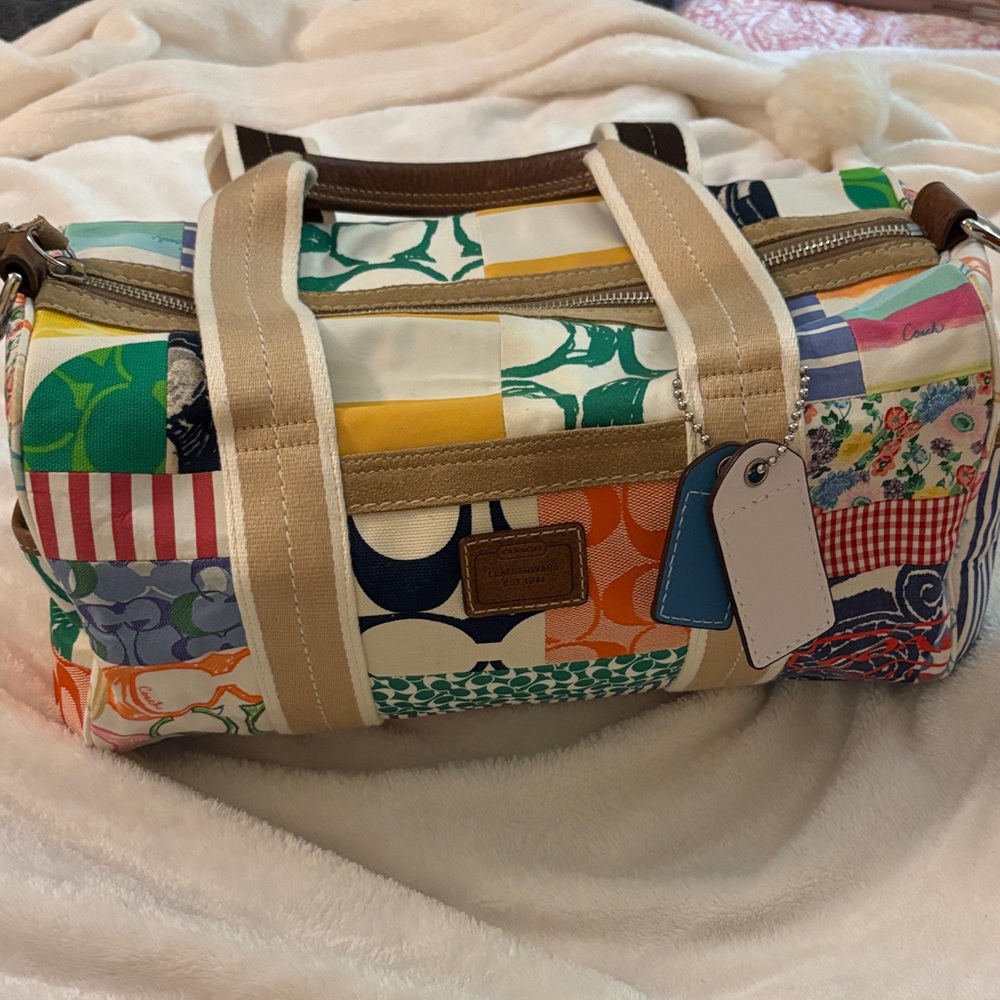 Coach Multicolor Patchwork Canvas Travel Duffle w… - image 1